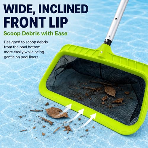 Sepetrel Swimming Pool Leaf Skimmer Net,Reinforced Frame Deep Rake Net