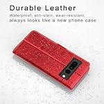 Belemay for Google Pixel 8 Pro Case Wallet-Genuine Leather-RFID Blocking Card Holders-Shockproof TPU Shell, Kickstand, Flip Folding Phone Cover Women Men Compatible with Google Pixel 8 Pro-Red - Image 2