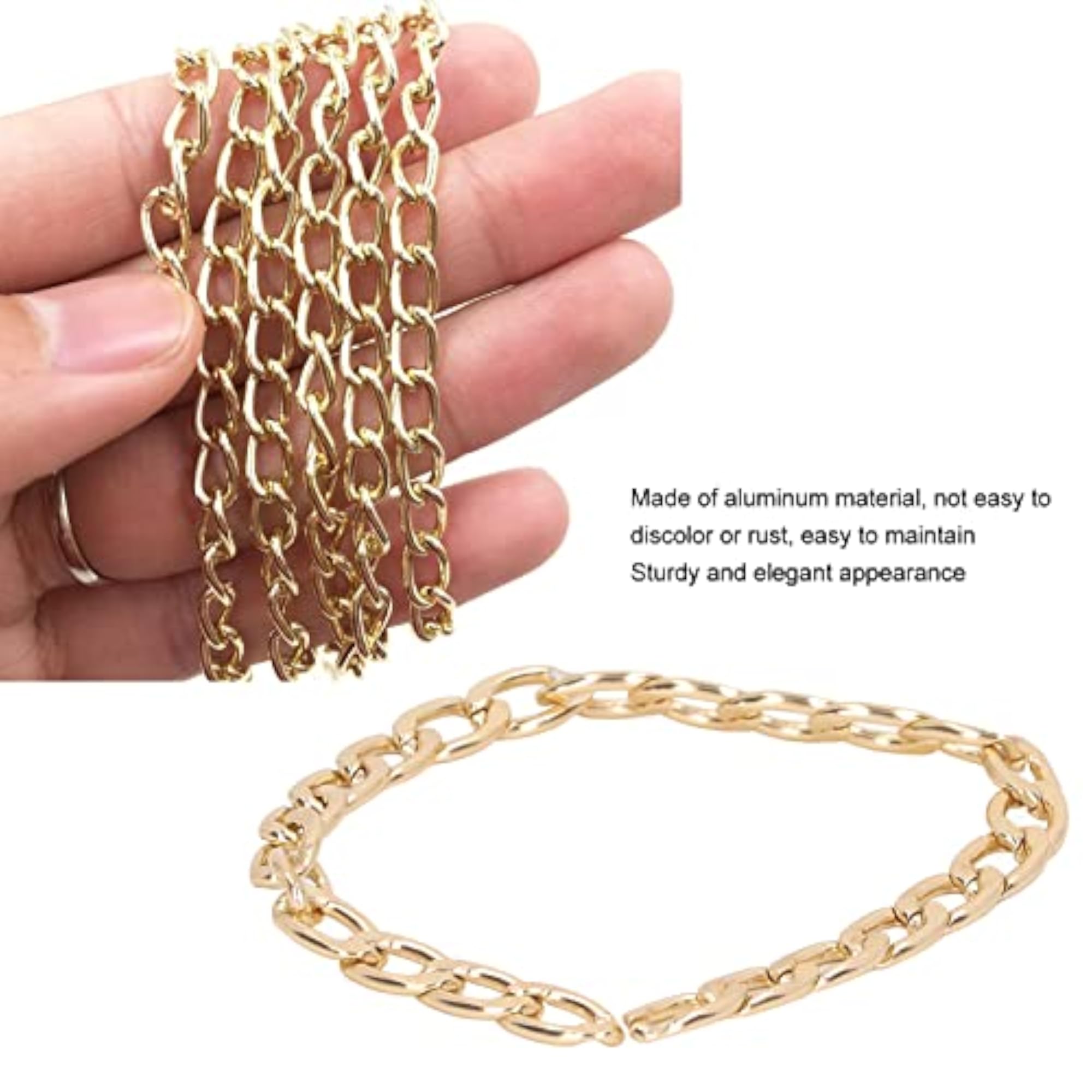 Women's Gold Twisted Links Chain, Elegant Rustproof Design