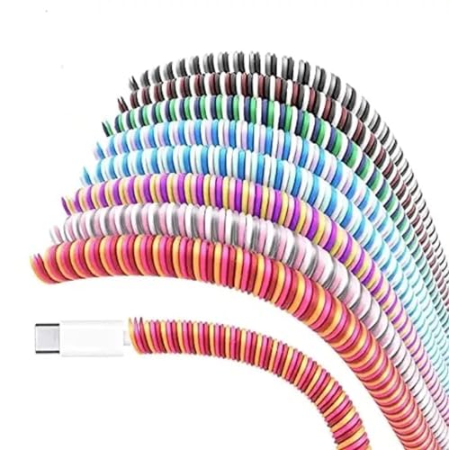 Image of Spiral Cable Protector, 3 Pieces, 1 Metre Length, for iPhone and Android Charging Cables and Earphones