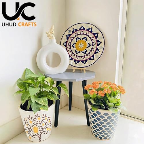 Image of UHUD CRAFTS Multipurpose Wooden Foldable Side Table /End Table /Plant Stand /Stool for Living Room & Bedroom | Kids Play Furniture Table - Grey