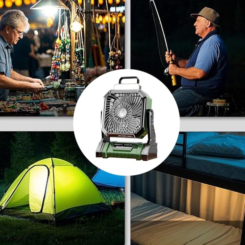 Générique Fan de camp, fan portable pour le camping | Fan de camping personnel | 5400mAh Battre à batterie de souffle à air réglable rotatif avec lanterne pour chambre de tente intérieure extérieure – Image 5