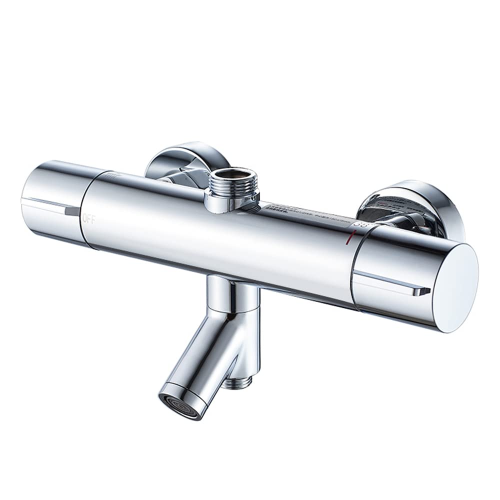Grifos de Ducha Termostáticos 38 ℃ Ducha de baño negra Top Spray Termostato Inferior G 1/2 "Superior 3/4" BSP Aislamiento Grifo de Ducha de tres Salidas Latón Cromado
