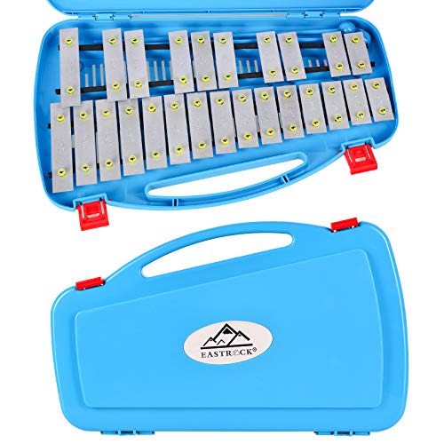 Image of EASTROCK 25 Notes Xylophone Professional Glockenspiel with Box Stick Blue | Aluminum Alloy Piano Keys ABS Hard Storage Box Percussion Instrument Kit Suitable for Adult Beginners Music Performance