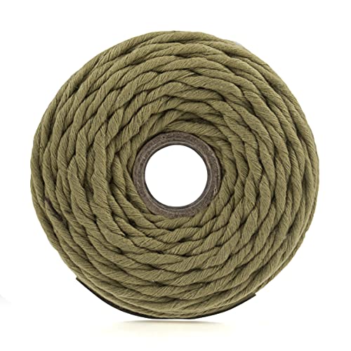 Natural Crafting Cotton Twisted Macramé Cord, Olive Green, 4mm x 87m - Image 2