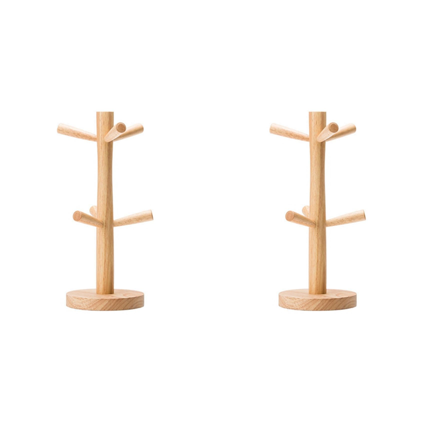Hndhbfgrt 2X 6 Hooks Mug Holder Tree,Wooden Cup Holder Mug Tree Holder Rack Tabletop Holder,Tea Coffee Cup Mug Hoooks Mug Cup Tree