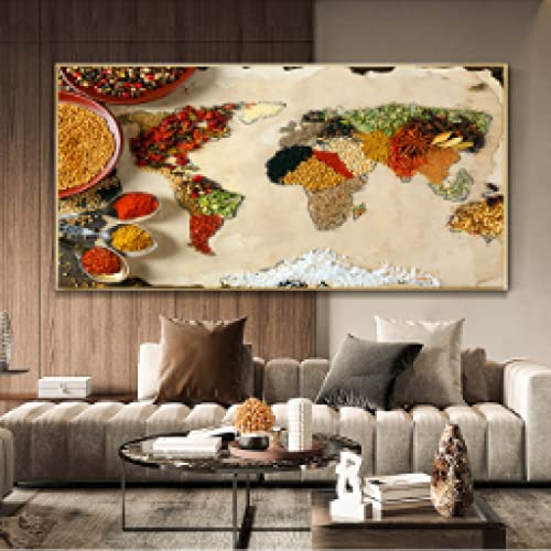 Décoration Murale Épices Cuillère grande toile pour habiller un mur de cuisine vide 70x140