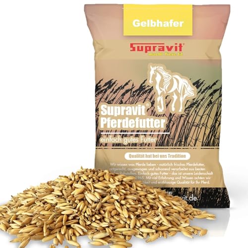 Supravit Hafer ganz 20kg | Frischer gelber Futterhafer natürlich & ungeschält für Pferd und Pony | staubfrei & riecht gut I Hafer Energie & Kraftfutter Pferd