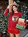 For G and PL Women's Christmas Oversized Glittery Print Patent Leather Patchwork Sleeves Shirts Graphic Casual Crewneck Sweatshirts Red Xmas Tree M