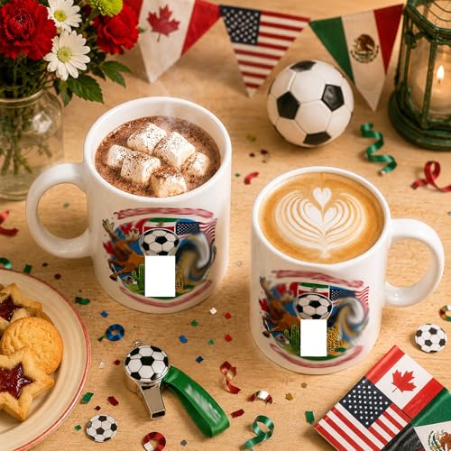 SZJZYWJS North America Soccer Fans Coffee Mug, USA Canada Mexico National Flags & Animal Graphics 11oz Ceramic Tea Cup, American Sports Fan Gift for Men Women — view 6