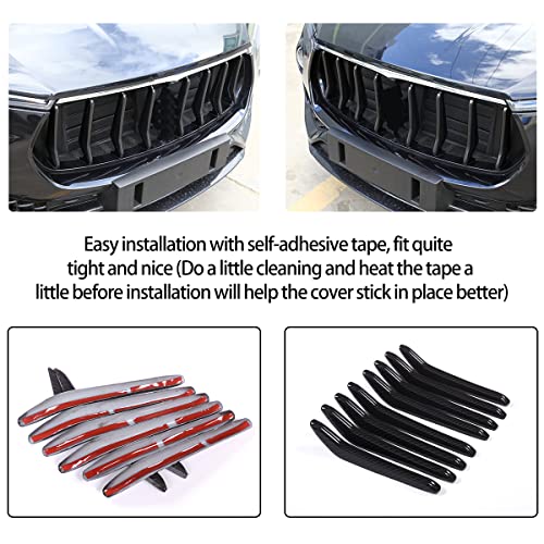 Image of 8pcs Car Styling ABS Plastic Exterior Front Grill Decoration Strips Cover Trims For Maserati Levante 2016 2017 2018 Auto Accessories (Carbon Fiber)