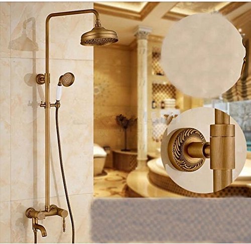 Robinet mitigeur de baignoire Gowe en laiton antique avec bec pivotant et douchette