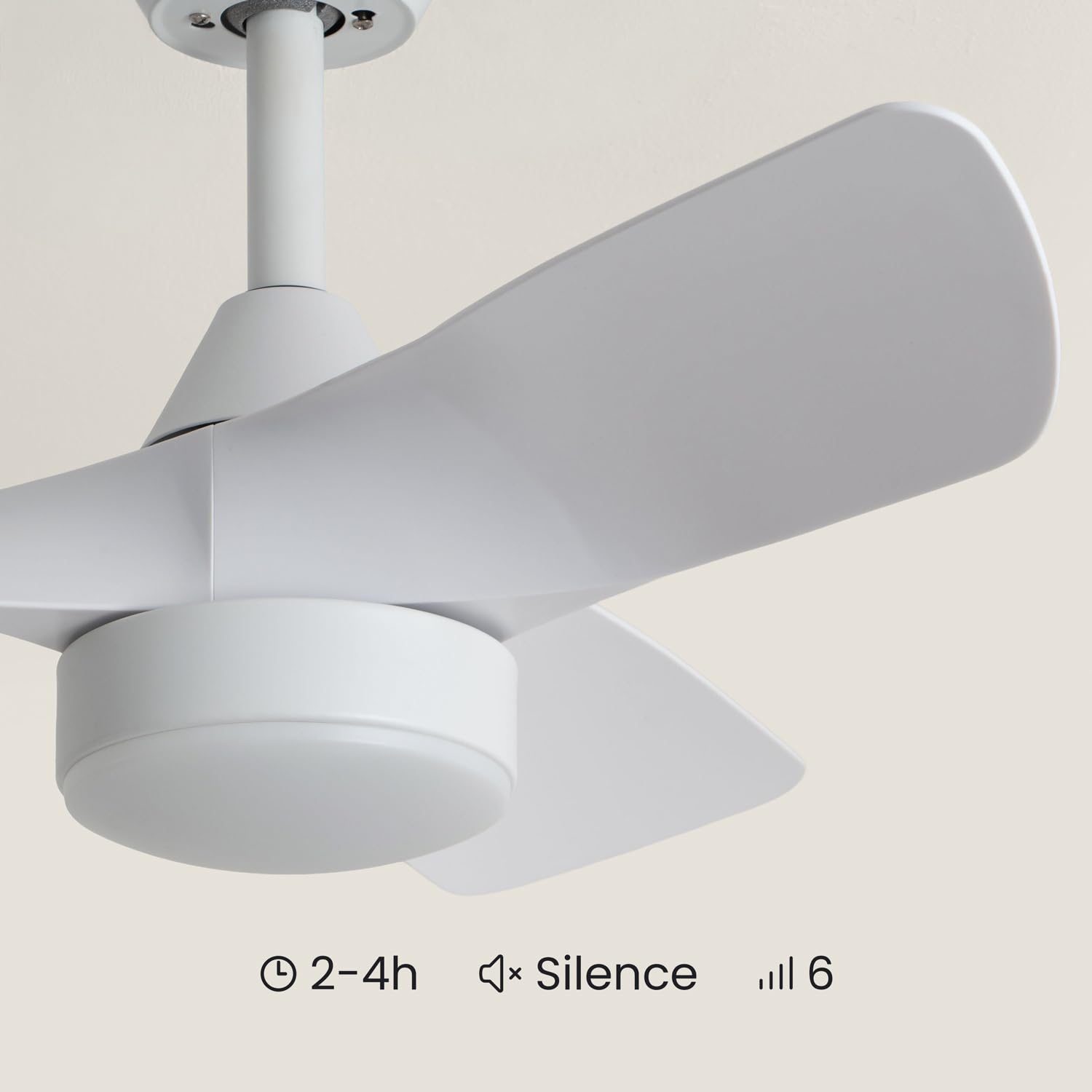 LEDKIA LIGHTING Ventilador de Techo con luz Silencioso DC Ventos Blanco Mando a Distancia Pequeña (hasta 10 m²) 76 cm Blanco