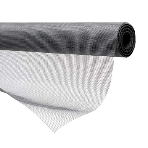 Image of 120 GSM PVC Coated Fibre Glass Window Mosquito Mesh Net Screen with Hook and Loop Tape for Installation (Black, 120 x 120 cm, 4 x 4 ft)