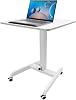 Mobile Standing Desk, Rolling Standing Desk Adjustable Height and Angle, Mobile Desk with Wheels, 20.5 D x 23.6 W x 44.2 H Rolling Desk, Mobile Podium for Schools, Offices White