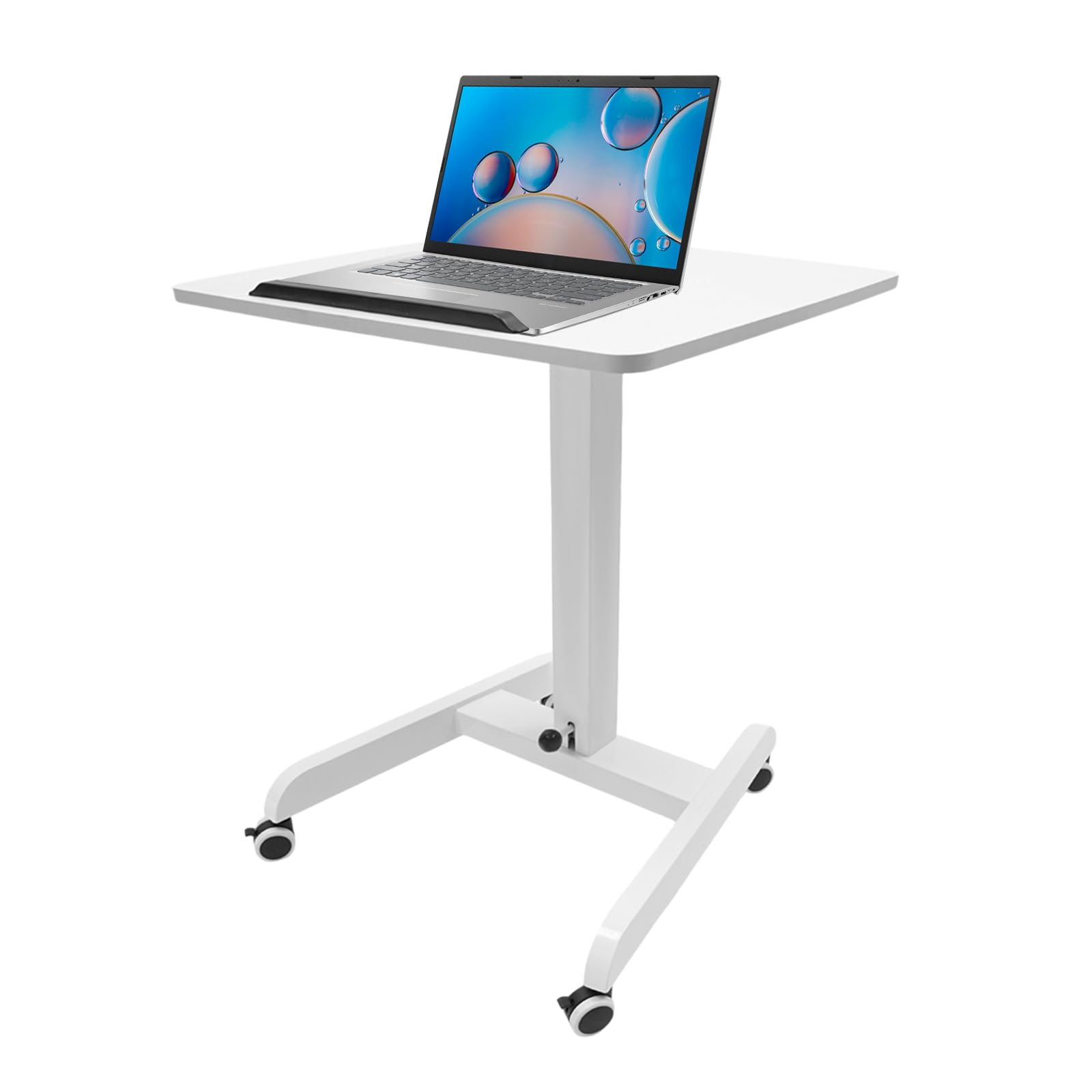 Adjustable Rolling Desk Mobile Standing Desk Height Adjustable Laptop Table with Locking Wheels 28-42 5 Inch Height Range