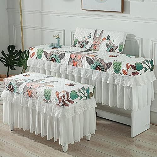 Cartoon Polyester Lace Design Piano Covers With/Without Music Stand Printed Dust Cover Single Seat Double Piano Stool Cover (132X30 without,Style 2)