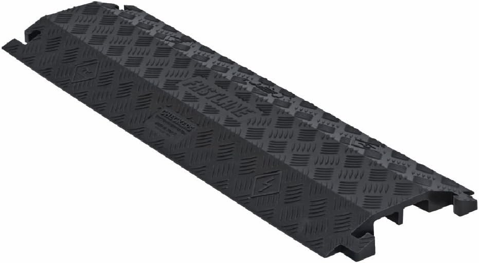 CheckersIndustrial Safety Products Fastlane FL2X1.75-B Polyurethane 2 Channel Drop Over Cable Protectors with L-Shaped Connectors, Black, 36" Length, 10.75" Width, 1.5" Height