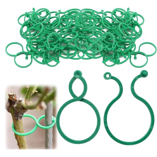 200 Pezzi Clip per Piante - Anelli di Sostegno in Plastica Verde per Piante Rampicanti, Pomodori e Viti - Attacchi da Giardino Riutilizzabili per Orto, Serra e Piantine - Morbidi e Resistenti