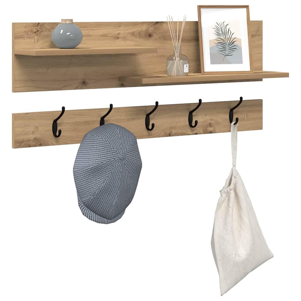 Porte-manteau mural avec étagère, en chêne artisanal, 90 x 15 x 36 cm, pour couloir, chambre à coucher, salle de bain, idéal pour vêtements, sacs, accessoires de maison, peu encombrant