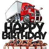 Red Glitter Cake Topper Cheer to Truck Car Transportation Vehicle Theme DecorationsBaby Shower Boy G