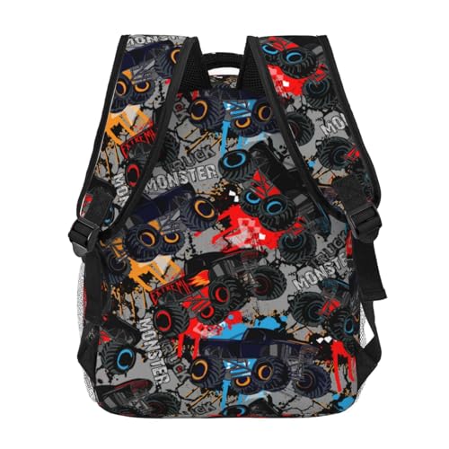 Monster Truck Kids Backpacks for Girls Boys Teenager,BookBags Back to School Bag,Lightweight Travel Daypack Laptop Backpack,Elementary Primary Middle School Bags for Age 6-124