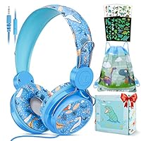 QearFun Sparkly Unicorn Headphones for Girls, Wired Headset with Mic, HD Stereo Sound, Foldable Over-Ear Headphones,Tangle-Free Cord for School, Travel, Tablet-Ideal Christmas & Birthday Gift