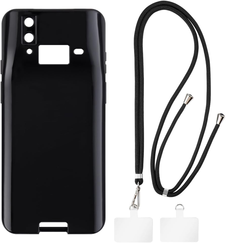 Case and Crossbody Lanyard Set Compatible with Honeywell CT37 Phone Cover and Adjustable Neck Strap with Metal Buckles and 2 Patches(Black + Black)