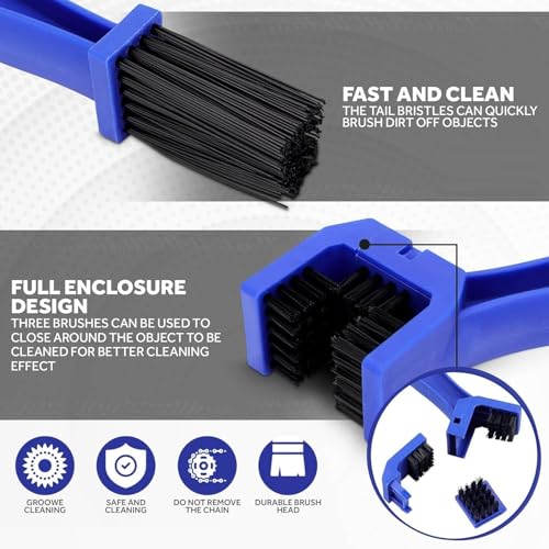 Image of Eliane Universal Multi Purpose Bike Chain Cleaner Brush Motorcycle Cycle Soft & Long Bristles Ideal for Quick Cleaning of Cycles Motorcycles Bikes Gear Shifter Washer (Blue-1Pcs)