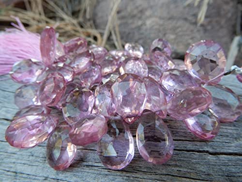 Quartz rose briolette facetté en forme de poire 14x10mm pour création de bijoux de lithothérapie