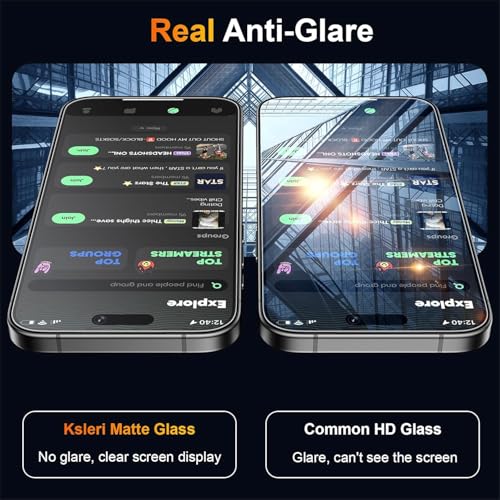 Image of FabeKee Matte Tempered Glass Screen Protector compatible with iPhone 15 Pro Anti-Glare Finish (6.78 Inch) With Edge-to-Edge Protection Coverage and Easy Installation Kit