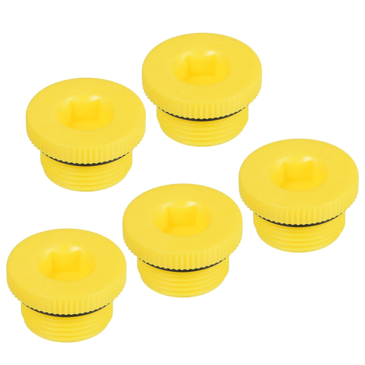 PATIKIL Hold Plugs M10x1, 5 Pack PP Plastic Male Threaded Hex Socket Sealing Screw End Cap, Yellow