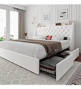 Amazon.com: iPormis Full Size Bed Frame with 4 Storage Drawers