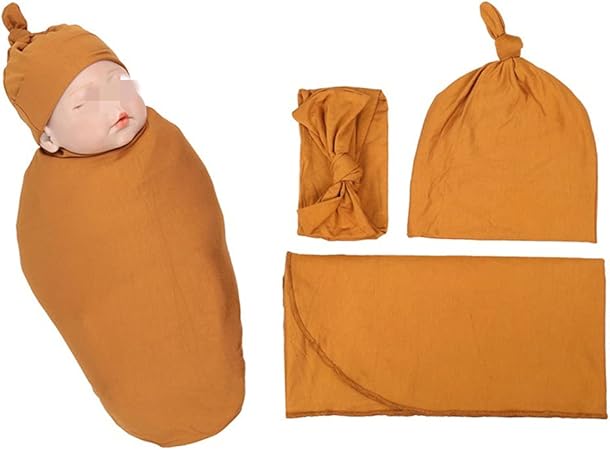 Biitfuu Nursery,Bedding,Blankets & Swaddlers,Swaddles 3Pcs Baby Receiving Blankets Swaddle Sack with Hat Headband Set Soft Sleeping Bag Sack Wrap Perfect for Newborn Photos for Boys Girls(#2)