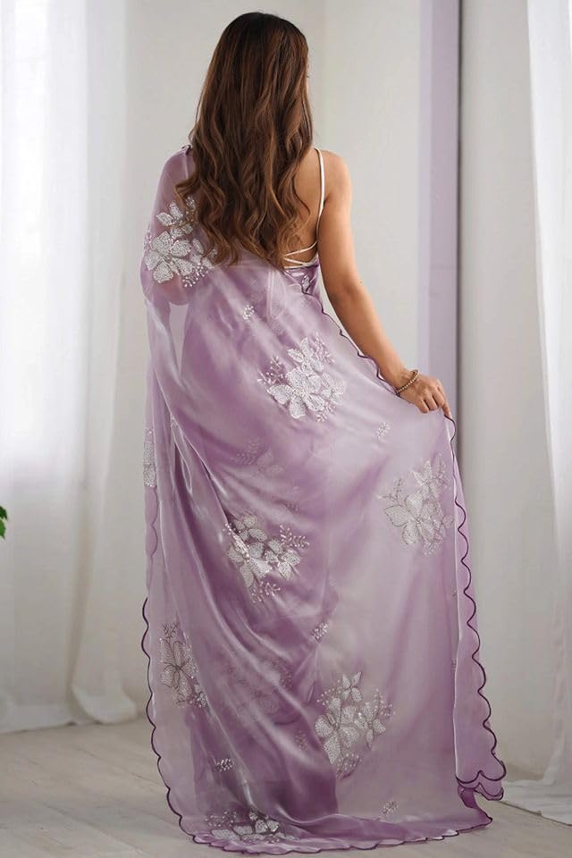 Sari Bollywood KULIA d'exception avec son tissu de chemisier à broder - 6