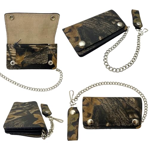 Leather Unlimited Camouflage Trucker Wallets with Chain - Snap Closure