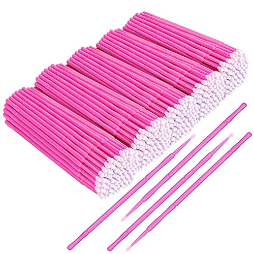 500 Stück Mikro-Applikator-Bürsten,Kopf biegbare ultrafeine Wimpernverlängerungen Mikro-Bürsten,Mascara-Stäbe Applikator Microbürsten Wimpernbürste für Make-up und Reinigung(Rosa, 2mm)