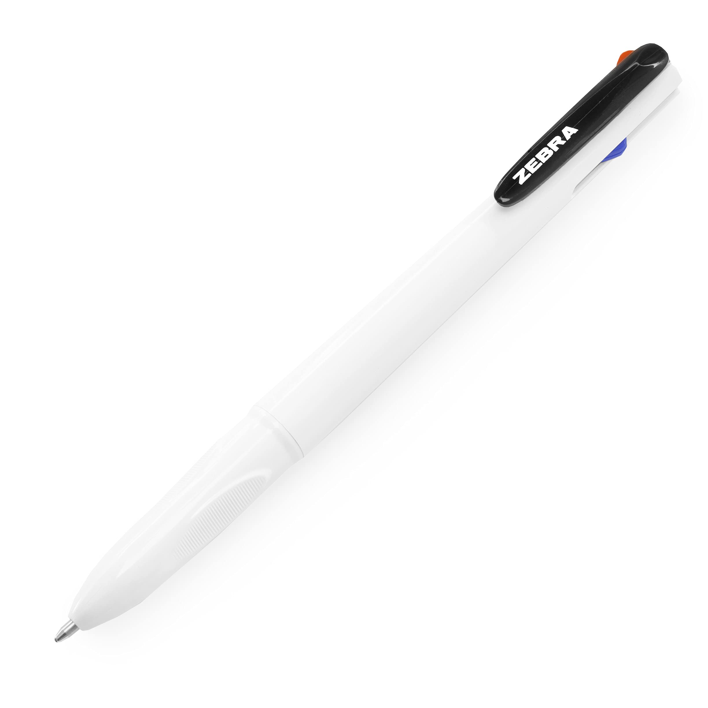 Zebra Z-Grip Elegance 4-in-1-Kugelschreiber, einziehbar, 1,0 mm, weißer Schaft, Schwarz, Blau, Rot, Grün