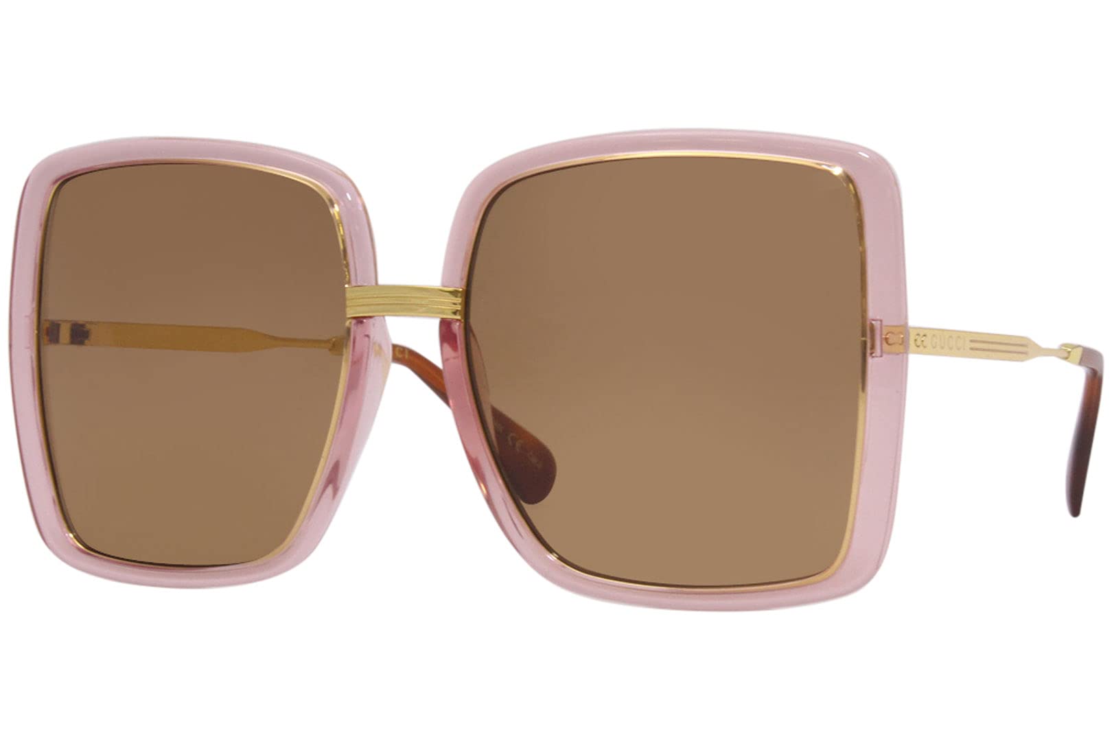 Gucci Square/Rectangle Sunglasses Pink Gold Brown Luxury Eyewear Made In Japan Metal Frame Designer Fashion for Everyday Luxury