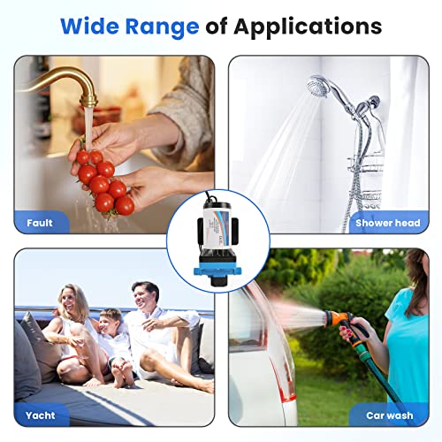 Anbull 12V Water Pressure Diaphragm Pump, 5.5Gpm/70Psi Self Priming Pump With 3/4" Garden Hose Adapters, Marine Fresh Water Transfer Pump For Rv Camper Yacht Lawn #TOP6