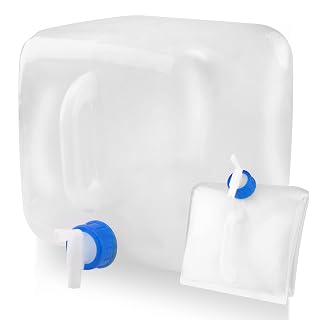 10L Collapsible Water Container with Spigot Large Capacity Foldable Water Canteen Lightweight Portable Water Carrier with Handle Square Water Bucket for Outdoor Camping Hiking Emergency Survival - Amazon product rated Grade A