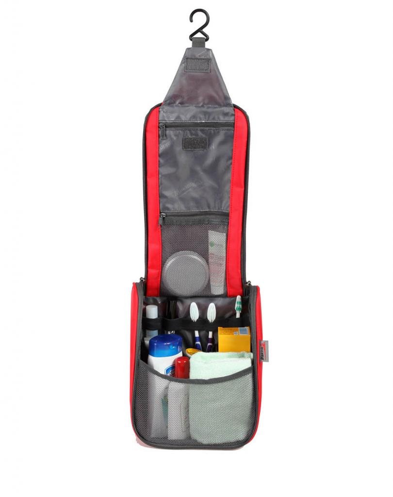 Makino Solid Color-Borsa Organizer per l'igiene personale esterno, impermeabile, Kit da viaggio rosso rosso