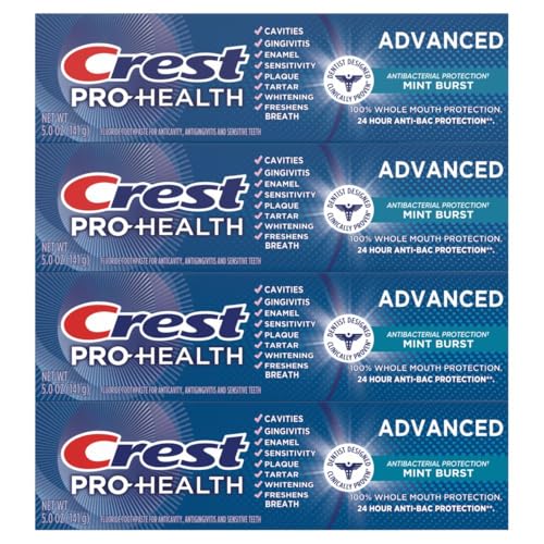 crest pro-health advanced antibacterial protection toothpaste - pack of 4 5 oz tubes