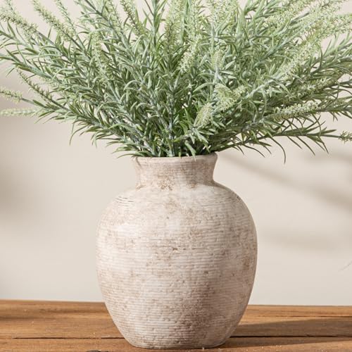 Ceramic Flower Vase Home Decor – Farmhouse Table Vases Rustic Vintage Living Room Kitchen Bedroom Decorations for House Book Shelf Office Coffee Desk Dining Fireplace (7.4″ Retro)