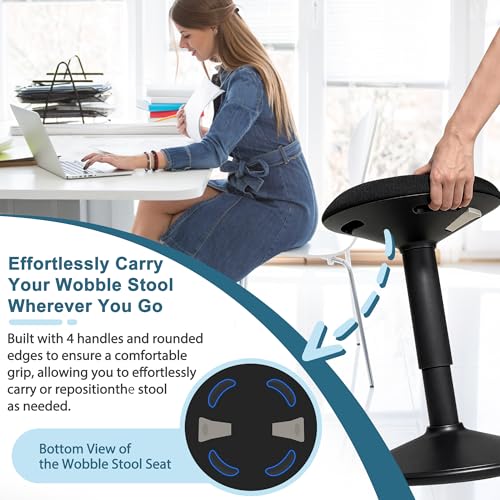 Image of Standing Stool, Adjustable Ergonomic Office Chair Standing Desk Chair Swivel 360 Degree Swivel Computer Active Stools with Memory Foam Seat Cushion Anti-Slip Bottom Pad