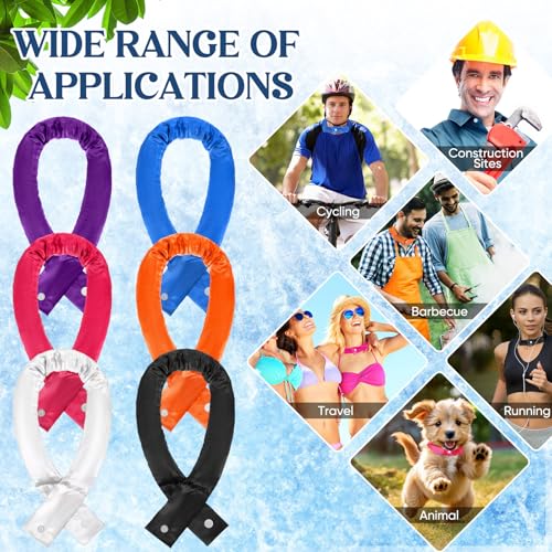 Image of Cozypower 6 Pcs Cooling Neck Wraps with Button Cooling Bandana Neck Cooler Scarf for Hot Weather Ice Neck Wrap Summer Outdoor