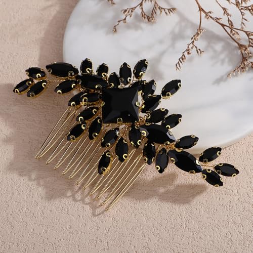Peine para cabello Teyglen Gold Black con cristales miniatura 2
