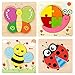 Georgie Porgy 4 Confezioni Puzzle in Legno Set Puzzle Animali in Legno per Giocattoli Educativi Regali di Compleanno per Bambini dai 18 mesi in su include Farfalla Ape Coccinella Lumaca