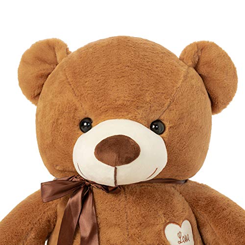 YunNasi Teddybär Groß Riesen Teddy Bär Plüschbär Kuschelbär 80cm/31.5 Inches Stofftier mit Bänder für Kinder und Freundin