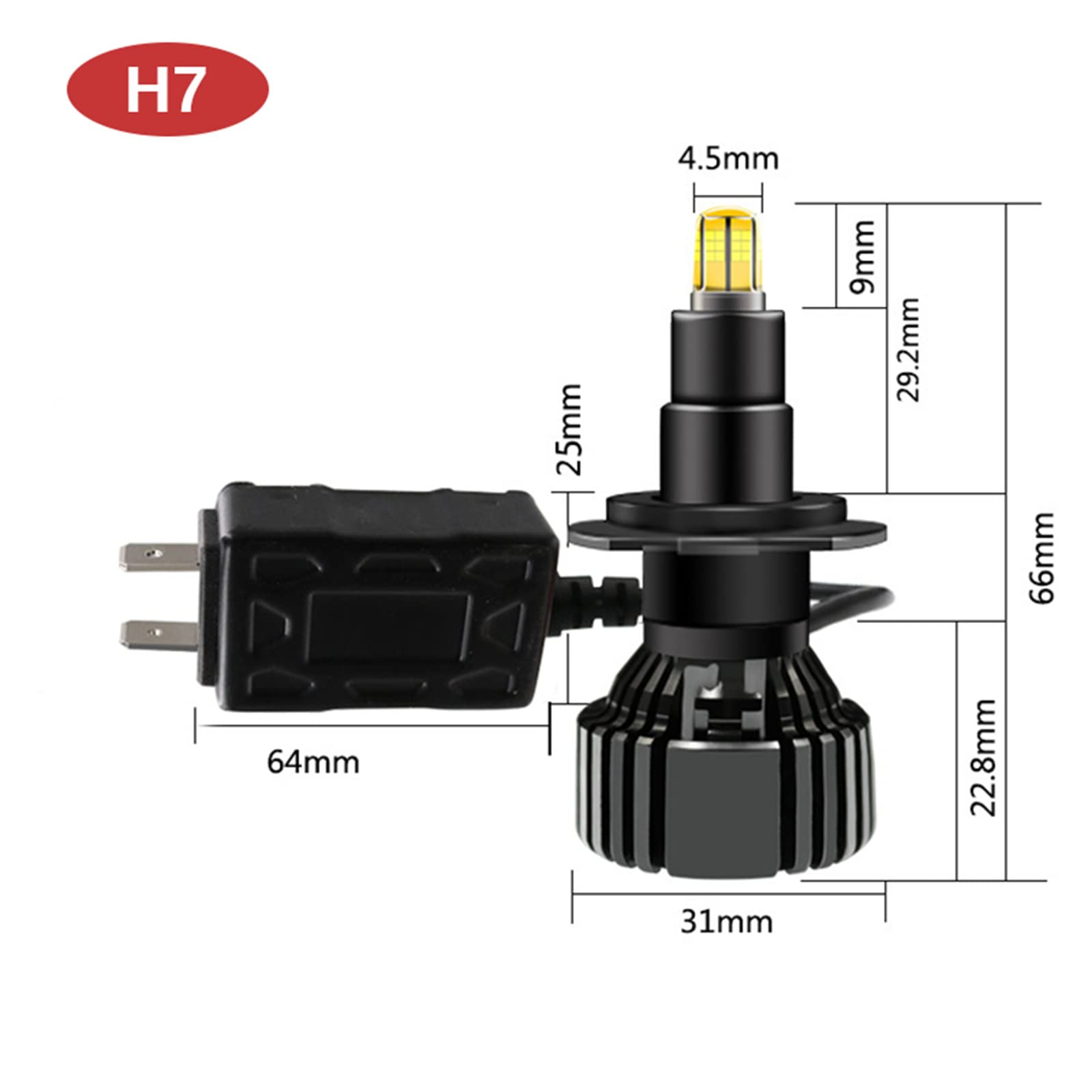 Lampadine LED Per Proiettori, Kit Di Conversione Bianco Freddo 33000LM 6000K Abbaglianti Abbaglianti, Plug And Play Per Fari Abbaglianti/Anabbaglianti, Confezione Da 2,H7